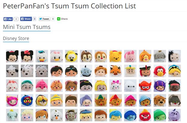 tsum tsum mini plush list