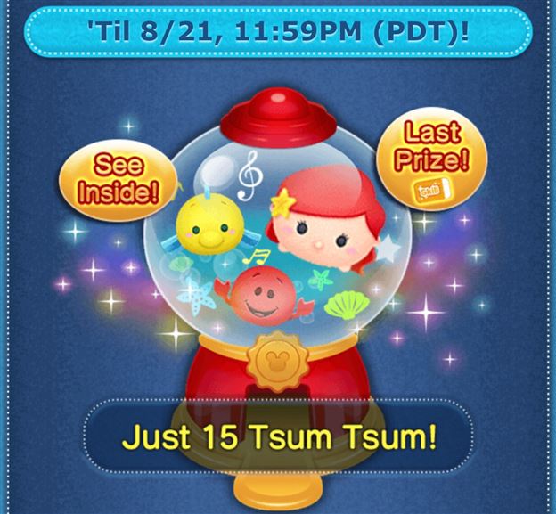 Tsum Tsum International Game News! Limited Time Pick-Up Capsule Now Available including Little Mermaid Tsums and Baymax!