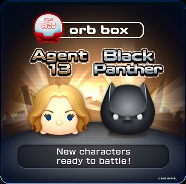 Marvel Tsum Tsum Game News! Agent 13 and Black Panther coming to the orb box and new Winter Soldier battle starting tomorrow!