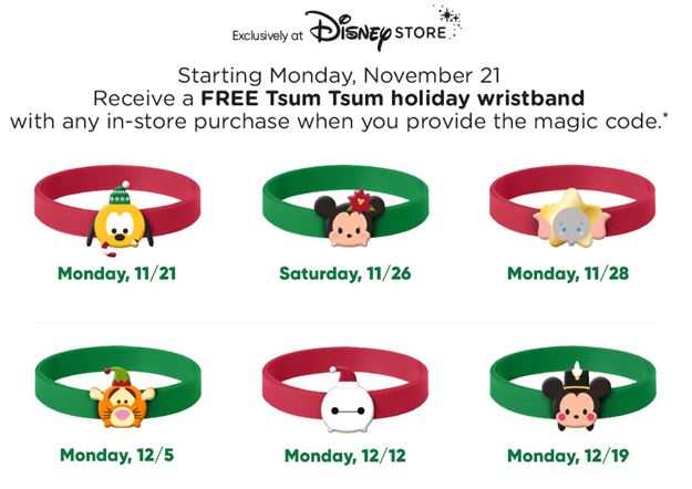 Tsum Tsum Holiday Wristbands coming to the Disney Store!